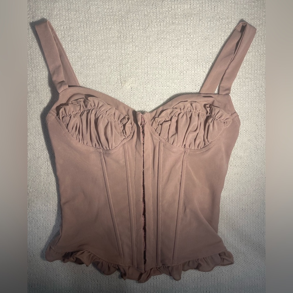 Missguided Corset top Ruffle trim dusty pink XS